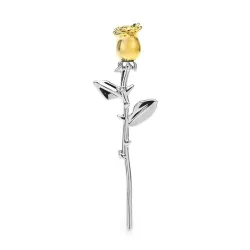Broche élégante en argent avec une rose dorée
