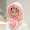 Fur winter hat with scarf - balaclava with pom pomScarves