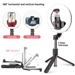 4 in 1 selfie stick - LED ring light - wireless - Bluetooth - mini handheld tripod- with remoteSelfie sticks
