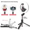 Perche à selfie 4 en 1 - Anneau lumineux à LED - sans fil - Bluetooth - mini trépied portable - avec télécommande