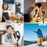 Perche à selfie 4 en 1 - Anneau lumineux à LED - sans fil - Bluetooth - mini trépied portable - avec télécommande