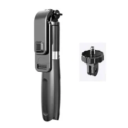 Perche à selfie 4 en 1 - Anneau lumineux à LED - sans fil - Bluetooth - mini trépied portable - avec télécommande