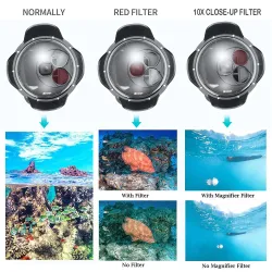 Diving dome port - waterproof filter case - switchable - for GoPro Hero 7 6 5 Black