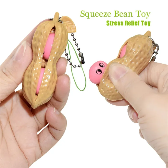 Squeeze bean - anti-stress fidget toy - with keychain