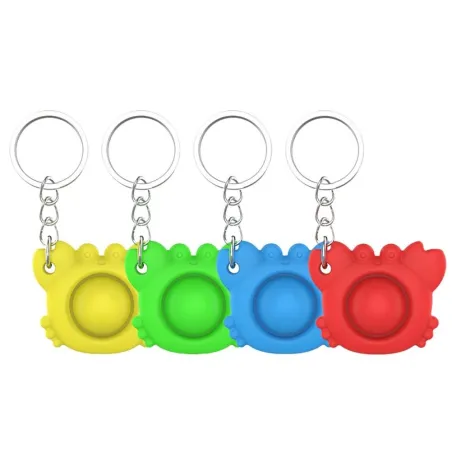 Crab shape fidget - anti-stress toy - with keychain - push bubble Pop It