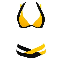 Sexy two-piece bikini set - neck tied-up - two-color