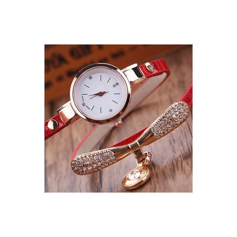 Fashionable multi-layer bracelet with a watch / crystals