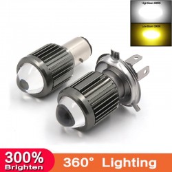 Motorcycle light bulb - H4 / BA20D / P15D - 12V - LED High / Low Beam - 1200LM