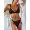 Sexy ribbed bikini set - push up - metal decorationsBeachwear