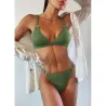 Sexy ribbed bikini set - push up - metal decorations