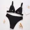 Sexy ribbed bikini set - push up - metal decorationsBeachwear