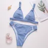 Sexy ribbed bikini set - push up - metal decorations