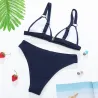 Sexy ribbed bikini set - push up - metal decorations