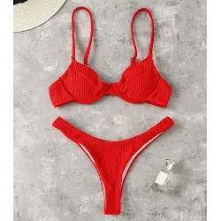 Sexy ribbed bikini set - Brazilian style - with push upBeachwear