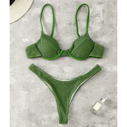 Sexy ribbed bikini set - Brazilian style - with push upBeachwear