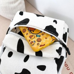 Mini canvas backpack - with zipper - cow milk print