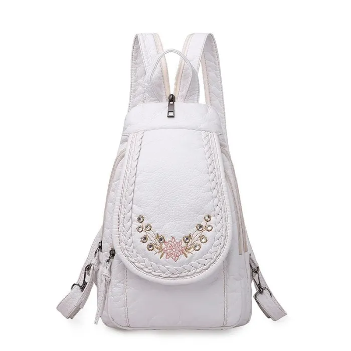 High Quality Backpack for Women 2020 New White Leather Backpack School Bag for Teenage Girls Female Travel Backpack Mochila