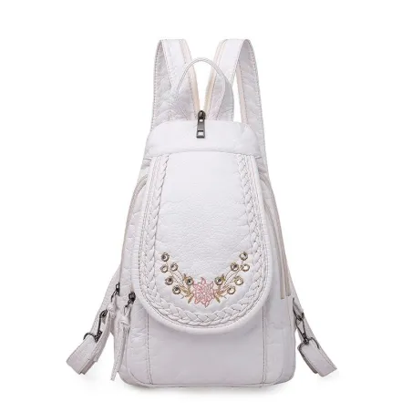 High Quality Backpack for Women 2020 New White Leather Backpack School Bag for Teenage Girls Female Travel Backpack Mochila