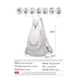 High Quality Backpack for Women 2020 New White Leather Backpack School Bag for Teenage Girls Female Travel Backpack Mochila