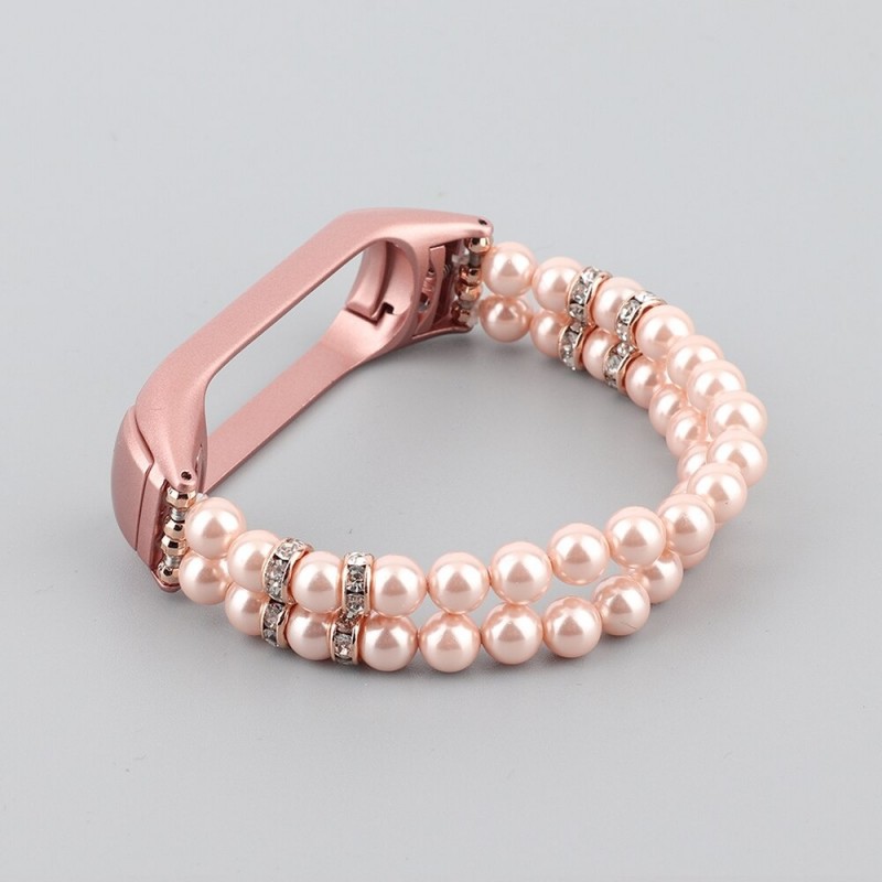 Elastic strap with pearls / crystals - bracelet - for Xiaomi Mi Band 3 / 4 / 5 / 6