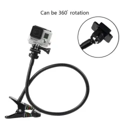 Clamp clip mount - selfie stick - adjustable - flexible extension - for GoPro Hero 9/8/7/6/5/4/2/ DJI OSMO Xiaomi YiMounts