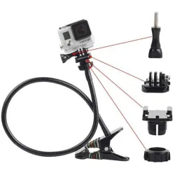 Clamp clip mount - selfie stick - adjustable - flexible extension - for GoPro Hero 9/8/7/6/5/4/2/ DJI OSMO Xiaomi YiMounts