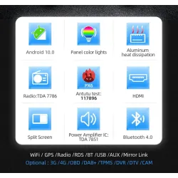 Car radio - Mirror Link - 1 / 2 Din - DSP - Android 10 - DVD - GPS - WiFi - Bluetooth - HDMI - OBD DAB SWCRadio
