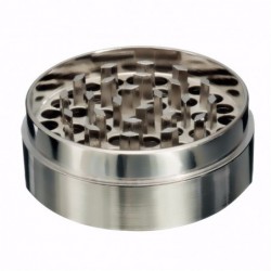 Grinder for herbs / tobacco / spices - 4 layers - with hand crank - aluminum