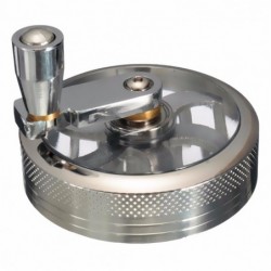 Grinder for herbs / tobacco / spices - 4 layers - with hand crank - aluminum