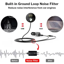 Modulateur FM - émetteur - Bluetooth - lecteur MP3 de voiture - jack 3,5 mm - AUX - mains libres