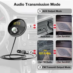 Modulateur FM - émetteur - Bluetooth - lecteur MP3 de voiture - jack 3,5 mm - AUX - mains libres