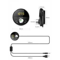 FM modulator - transmitter - Bluetooth - car MP3 player - 3.5mm jack - AUX - handsfreeAudio