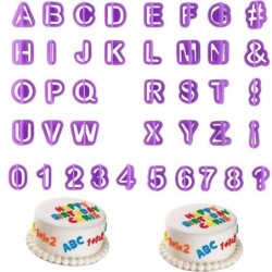 Plastic cake mold - cookie cutter - alphabet letters / numbers - 40 pieces