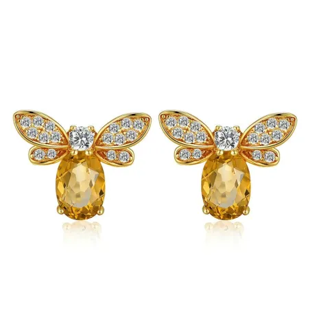 Elegant stud earrings - crystal bee