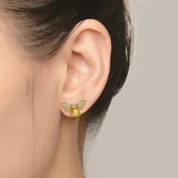 Elegant stud earrings - crystal bee