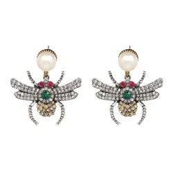 Fashionable stud earrings - crystals / beesEarrings