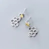 Fashionable earrings - bee / honeycomb - 925 sterling silver