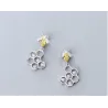 Fashionable earrings - bee / honeycomb - 925 sterling silver