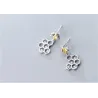 Fashionable earrings - bee / honeycomb - 925 sterling silver
