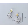 Fashionable earrings - bee / honeycomb - 925 sterling silver
