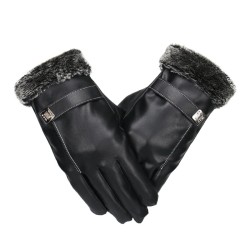 Elegant leather men's gloves - touch screen function - windproof