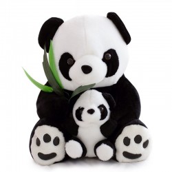Maman panda avec un bébé panda - peluche - 25 cm
