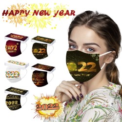 Bonne année 2022 - masques de protection visage / bouche - jetables - 3 plis - 50 pièces