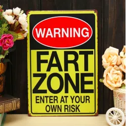 Warning Fart Zone - panneau métallique - affiche