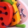 Jouet éducatif Montessori - puzzle en bois - ver mangeant des fruits - pomme / poire / pastèque