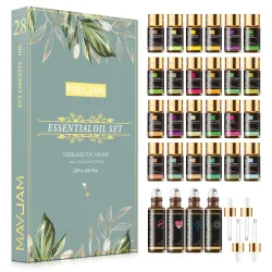 Huiles essentielles naturelles pures - pour massages / bains / diffuseurs - 28 pièces