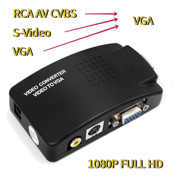 AV to VGA adapter - RCA VGA converter - switch box - 1080P HD