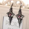 Gothic / Punk style earrings - black cross / red crystal