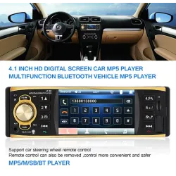 Bluetooth car radio - 4.1 Inch - 1 Din - remote control - HD - 12V - USB - AUXDin 1