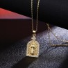 Stainless steel christian necklace - Virgin Mary / crystals - unisex